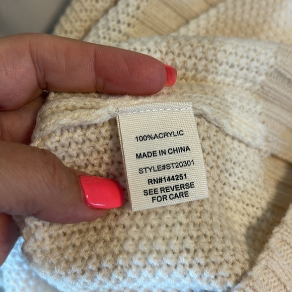 Jessica Simpson relaxed fit Beige Striped Cardigan button down V neck cropped M - Picture 11 of 14